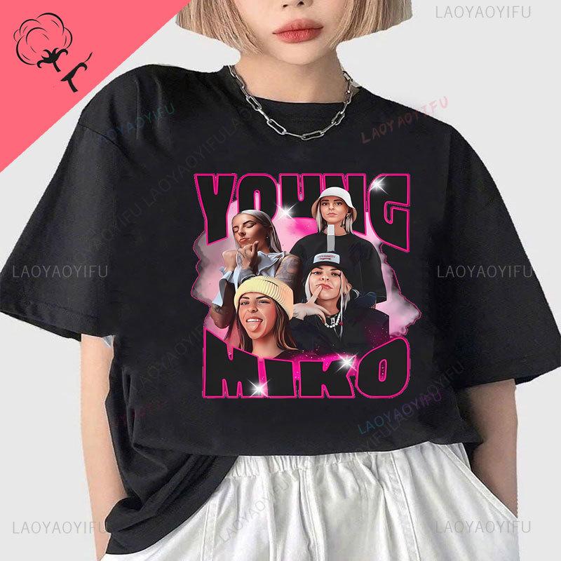 

Young Miko T-shirt Women 100% Cotton Camisetas Baby Miko Hot Sale Popular Shirt Hip Hop Streetwear Harajuku Music Clothing S