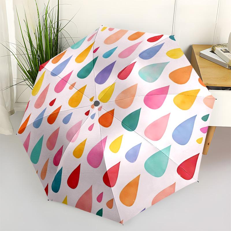 1pc Raindrops Automatic Folding Umbrella - Portable Collapsible, 8-Rib Durable Frame, Perfect for Outdoor Use,  Yy251218085
