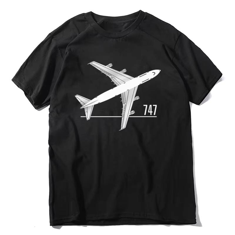 Tees Shirt Classic 747 Aircraft Airplane Cool Oversized Streetwears Summer Fashion Graphic Letter Fashion Cotton Tops