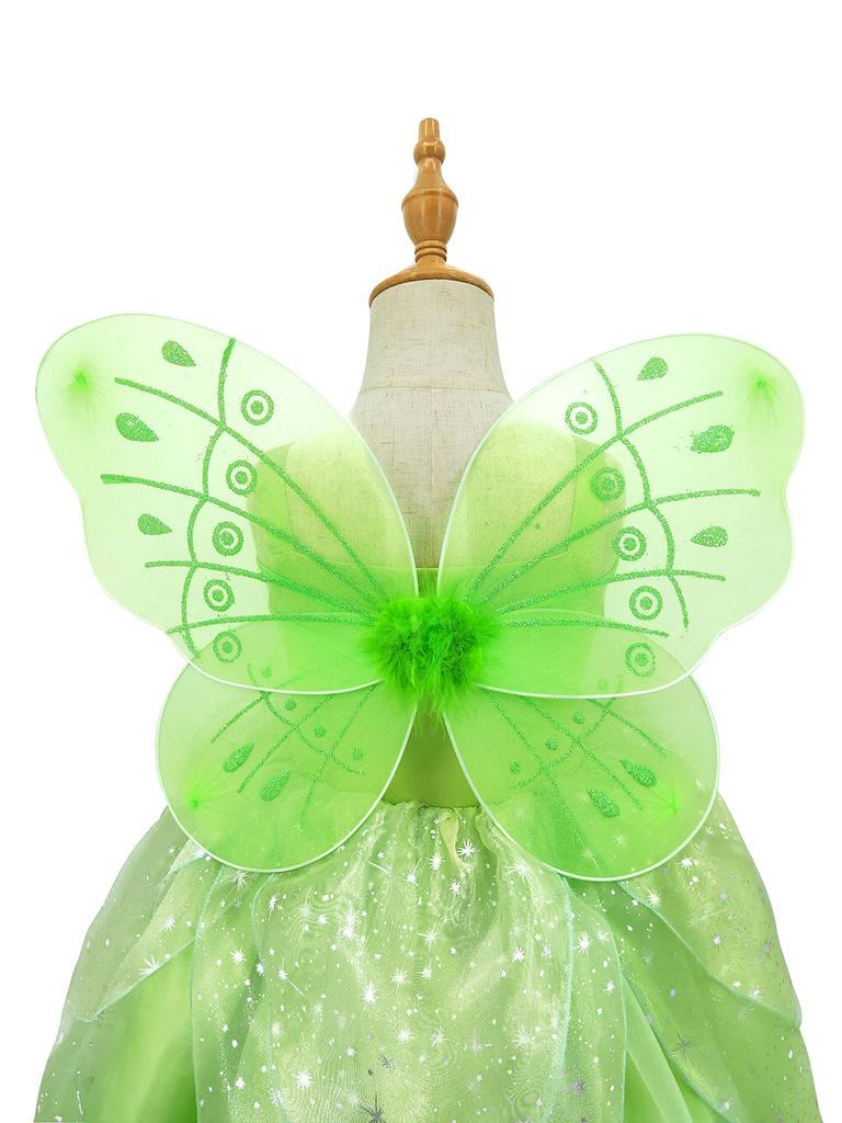 Axaxa Princess Dress for Kids (Butterfly Fairy Costume + Butterfly Wings) 2-Piece Set, Fairy Girl Dress, Cosplay, Flower Fairy, Spirit Costume, Girls,