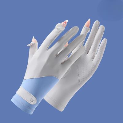 Sunscreen Gloves for Women In Summer Thin Ice Silk Outdoor Riding Anti Ultraviolet Leakage Two Finger Flip Anti Slip Gloves