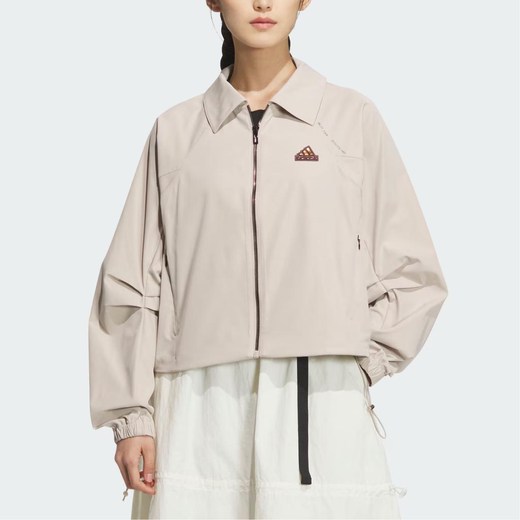 Adidas Tech Premium Woven Jacket Water-Resistant Casual Loose Jacket Women Jacket Beige JJ1111
