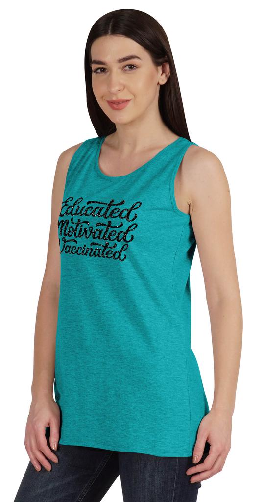 Inkmeso Educated Motivated Vaccinated Pro-Vaccine Womens Tank Tops Casual