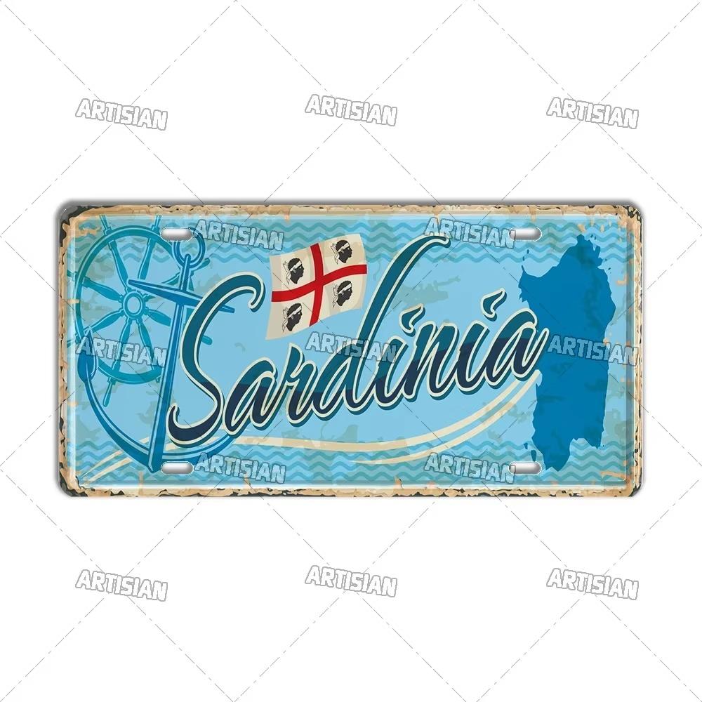 Artisian Italy City State Travel Car Plate Province Metal Sign Landmark License Plate Decorative Tin Plaque Wall Decor Piece