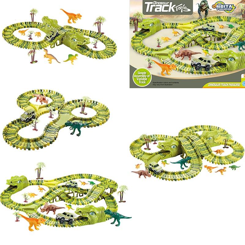 Electric Car Racing Track Puzzle Dinosaur Scene Kid Educational Toy