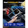 Portable Jump Starter with Air Compressor for All Gas and 12L Diesel Cars 150PSI Tire Inflator LED Flashlight LCD Display Stora