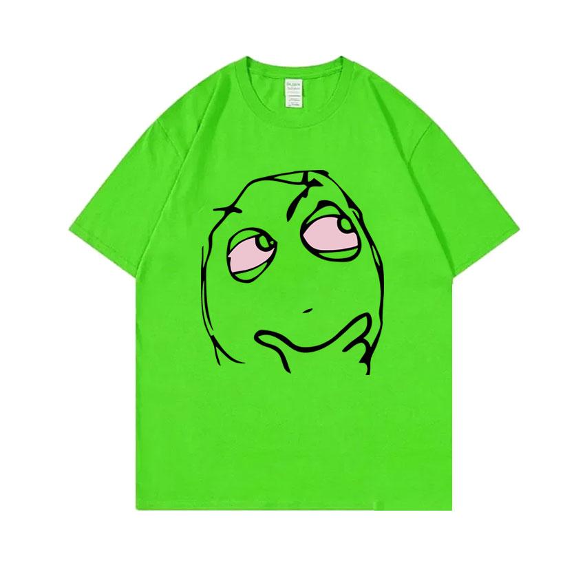 RAGE GUY Funny Meme T Shirt Manga Troll Face Be Me Pensive Red Eyes High Reaction Face T-Shirt Men Women Cotton Oversized Tshirt