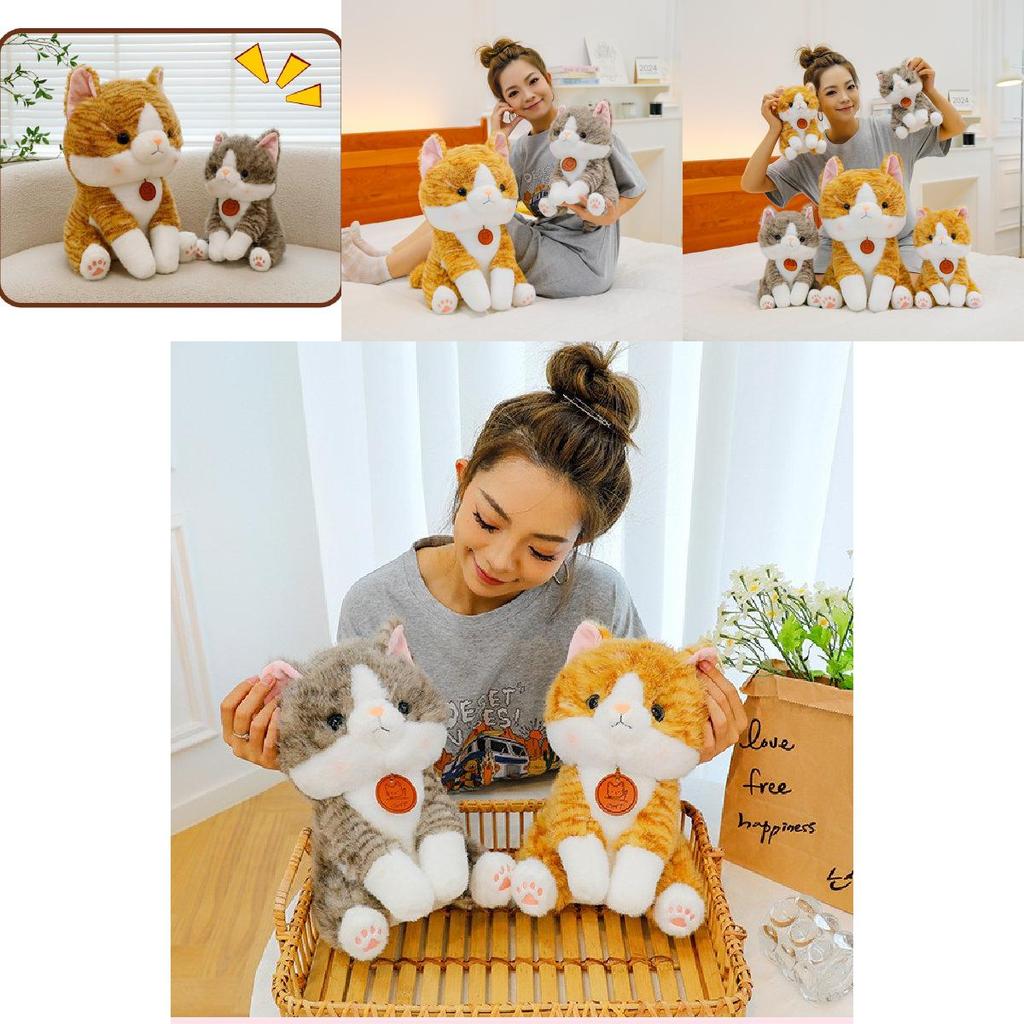 Entzückendes Plüschtier mit großem Katzenkopf, weiches Kuscheltier für das Kinderzimmer