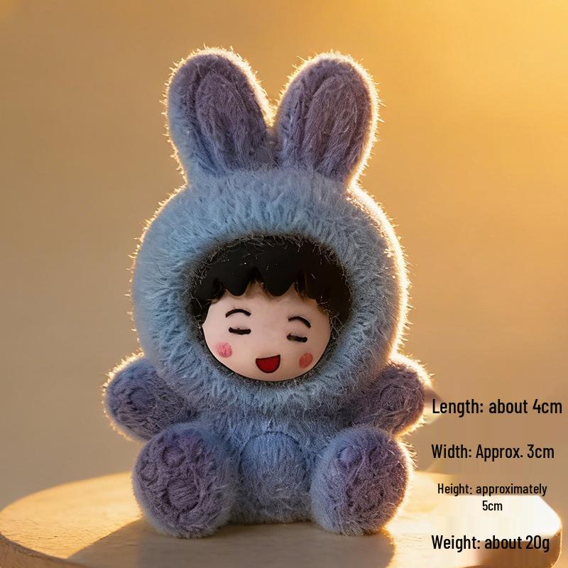 Gradient Flocked Rabbit Resin Ornament - Cute Trendy Blind Box Toy & DIY Desktop Decoration Gift