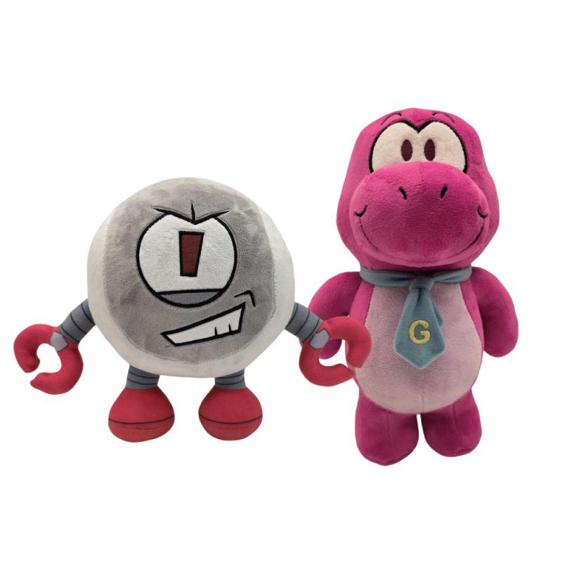 New Anime Gameoverse Plush Cute Game Completion Pink Dinosaur Grey Robot Stuffed Doll Toy Anime Merchandise Plush Toy Gifts