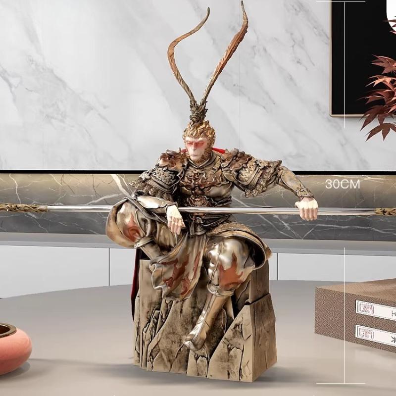 Statua di Sun Wukong, Scultura Mitologica Cinese del 'Re Scimmia', Decorazione Zen per la Casa e Punto Focale del Soggiorno, Statuetta di Ispirazione Buddista
