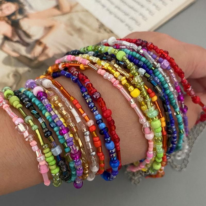 New Irregualr Glasses Beads Choker Necklace for Women Fashion Trendy Popular Short Neck Jewelry Colorful Necklace