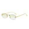 Frameless Oval Sunglasses with Zircon UV Resistant Cool Luxury Brand Design for Women and Men Fashion Trend