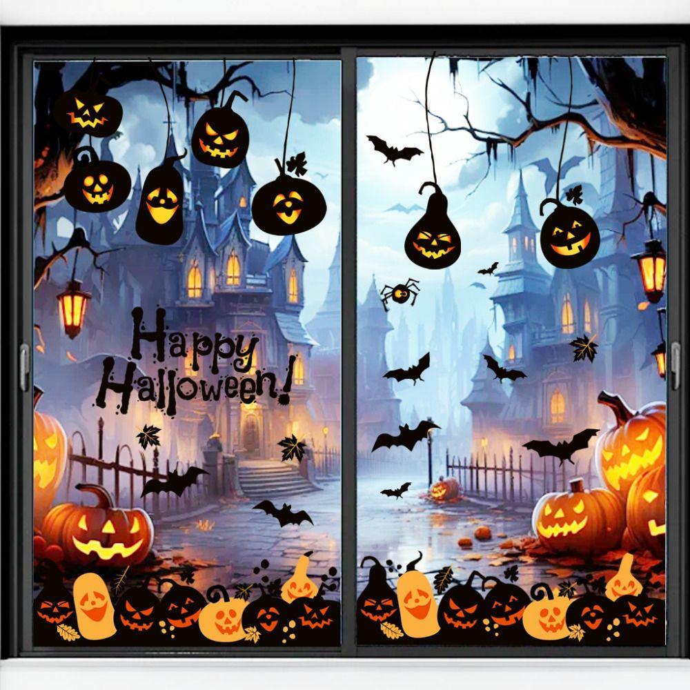 4Pcs/set DIY Halloween Pumpkin Stickers Self-adhesive Halloween Wall Sticker  Halloween