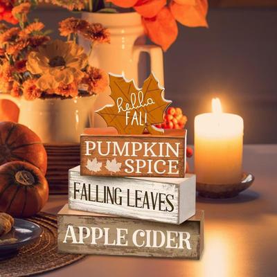 Fall Tiered Tray Decor Fall Table Centerpiece Decorations Wooden Maple Autumn Harvest Party Favors for Table Centerpiece