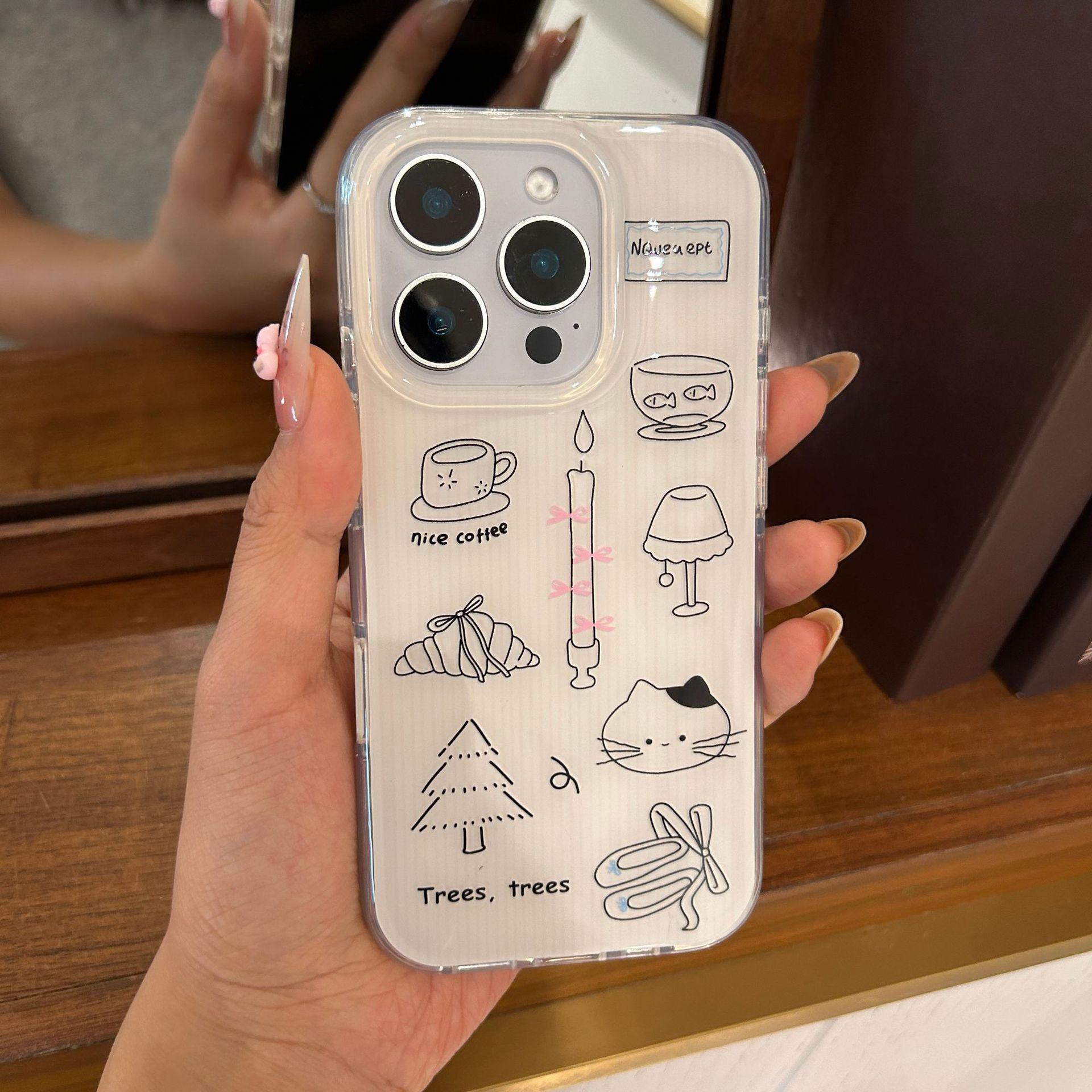 

Линейные граффити для чехла для мобильного телефона Apple 16Plus для IPhone15 Новая модель 17ROMAX/13/12/11 Прозрачный For iPhone 17AIR