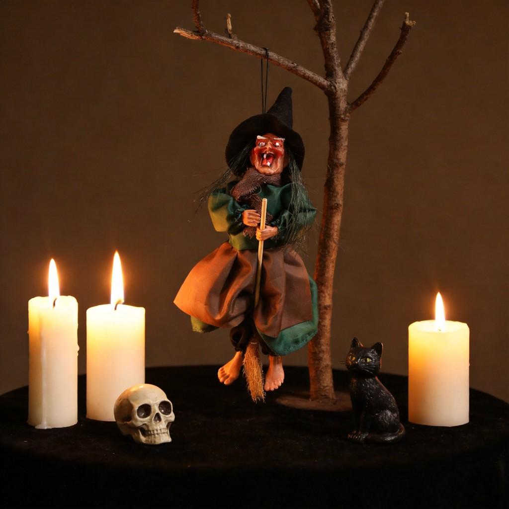 Decorazione Appesa Strega di Halloween con Suono Elettronico per Allestimento Scena Casa Infestata