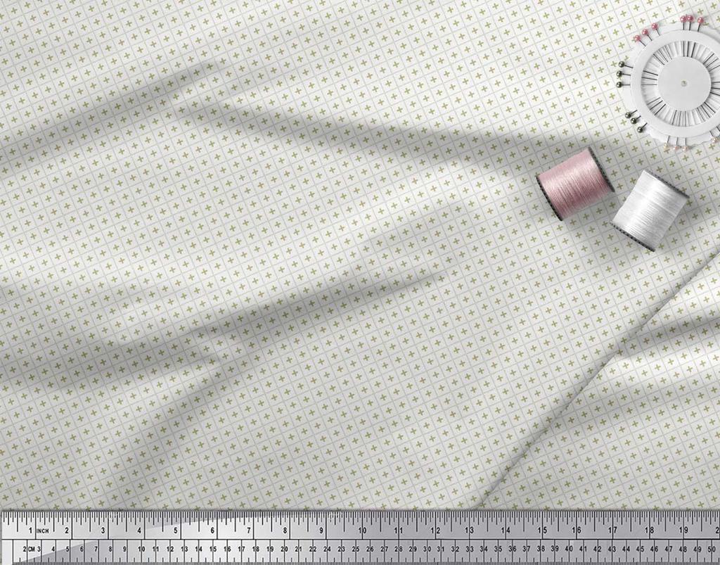 Soimoi Japan Crepe Satin Fabric Check Shirting Print Fabric by Metre 42 Inch