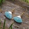 Simple and sweet natural stone fan earrings, studs, light luxury jewelry earrings.