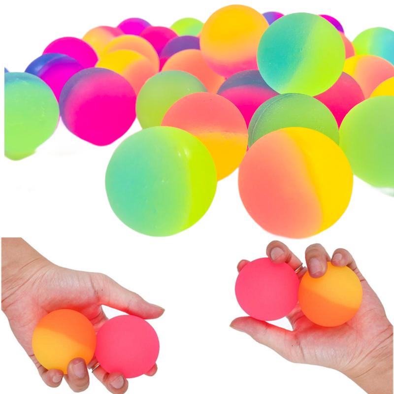 55Mm2Pcs Cute Fluorescence Children Toy Ball Colored Boy Bouncing Ball Rubber Kids Sport Games Elastic Jumping Balls Outdoor Toy