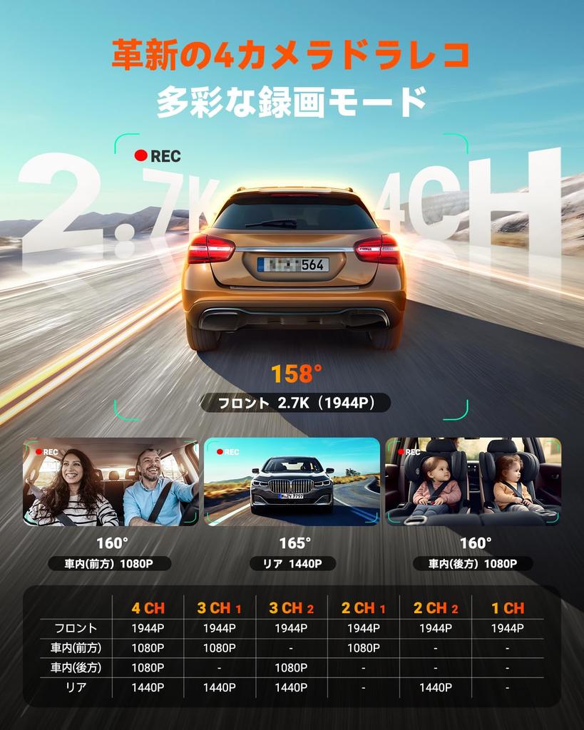 VANTRUE N5S Dash Cam with STARVIS 2 On All Four Front and Rear Cameras with Enhanced Night Surround View Parking Smartphone Japanese Voice Technical