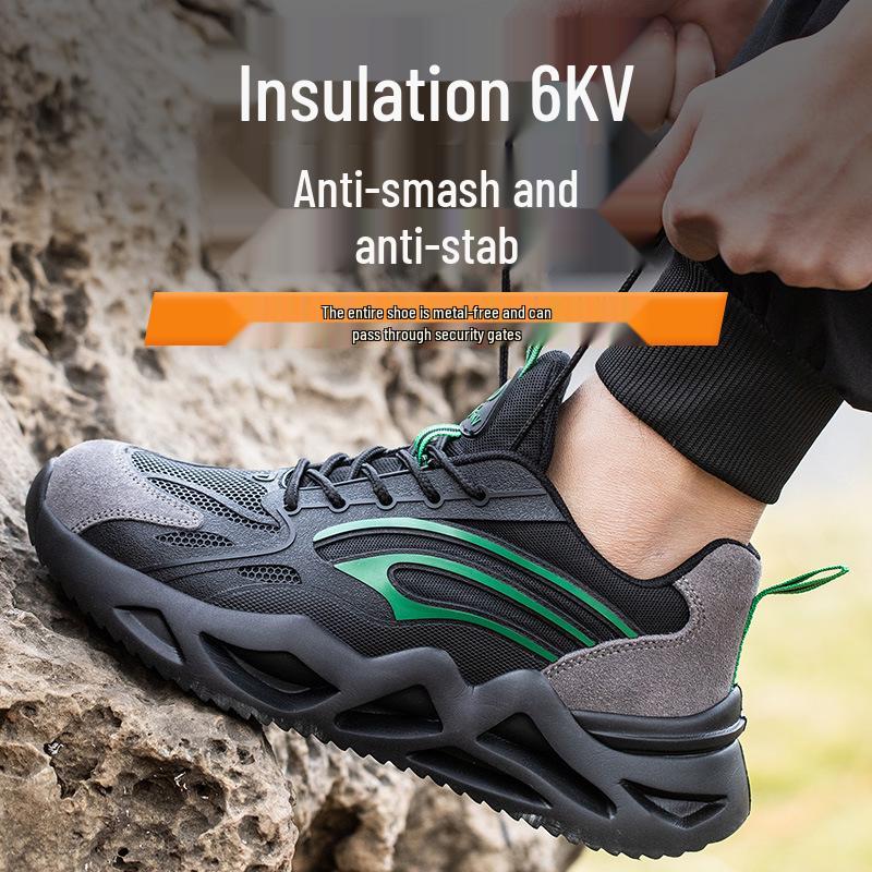 

Легкие утепленные защитные ботинки 6 кВ с пластиковым подноском, защита от ударов, кевларовая подошва с защитой от проколов, новый национальный стандарт. Black+Green+Gray;38