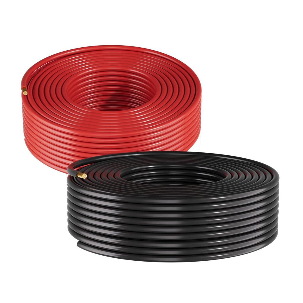 Solarkabel, 15,24 m Schwarz + Rot Kit, 10 AWG (6 mm²) Solarpanel-Verlängerungskabel, PV-Verzinnter Kupferdraht, für Außenbereich Haus Off-Grid Photovoltaik