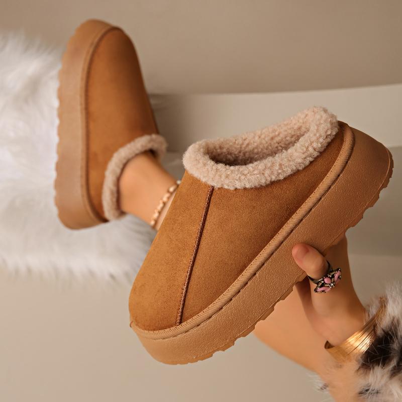 Fashion 2025 Winter New Furry Woman Slippers Non Slip Plush Snow Boots Women Casual Platform Outdoor Warm Flat Cotton Shoes for Women