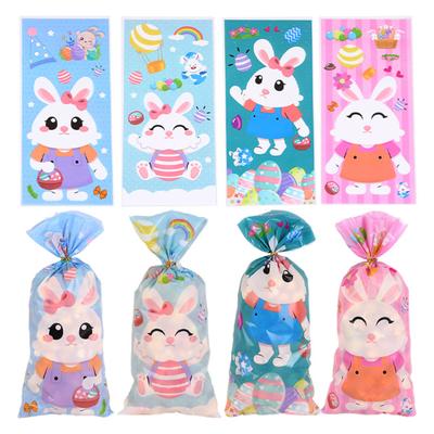 50Pcs Easter Bunny Candy Bags Large Capacity Cartoon Pattern Cute Cookie Candy Wrapping Bag Party Gift Bags