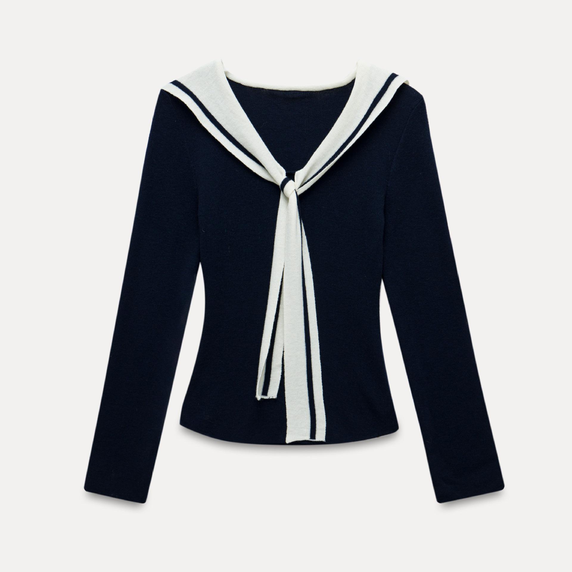 Navy Tie-Up Slim Knit Vest for Women - Korean Style Sleeveless Summer Top One Size (Equivalent to S)