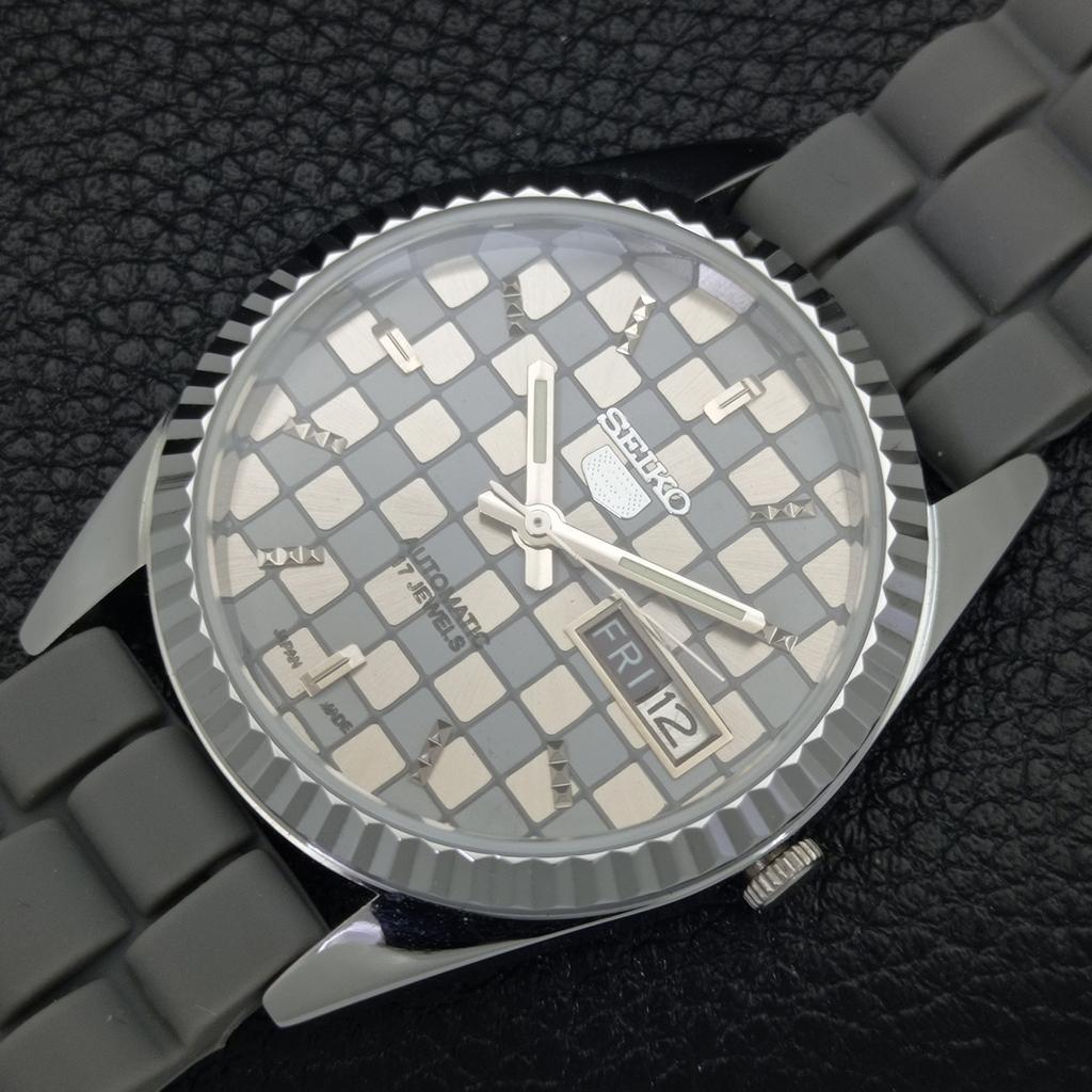 REFURBISHED SEIKO 5 AUTOMATIC MENS WATCH JAPAN MADE GREY DIAL CUSTOM a440013-2 QV90-a440013