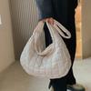 Fashion Women Checkered Shoulder Bags Solid Color Messenger Bag Large Capacity Handbags for Shopping Travel Supplies