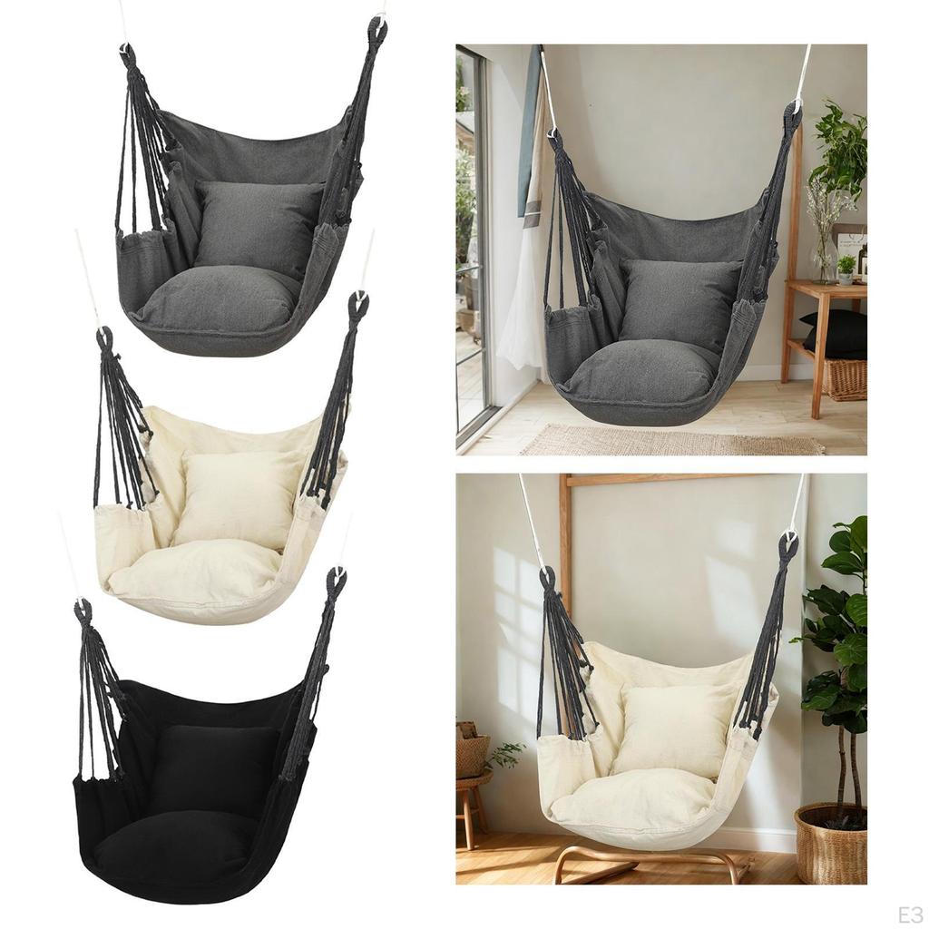 Hammock Chair Folding Camping for Outdoor Indoor Hanging Rope Max 250kg Bedroom