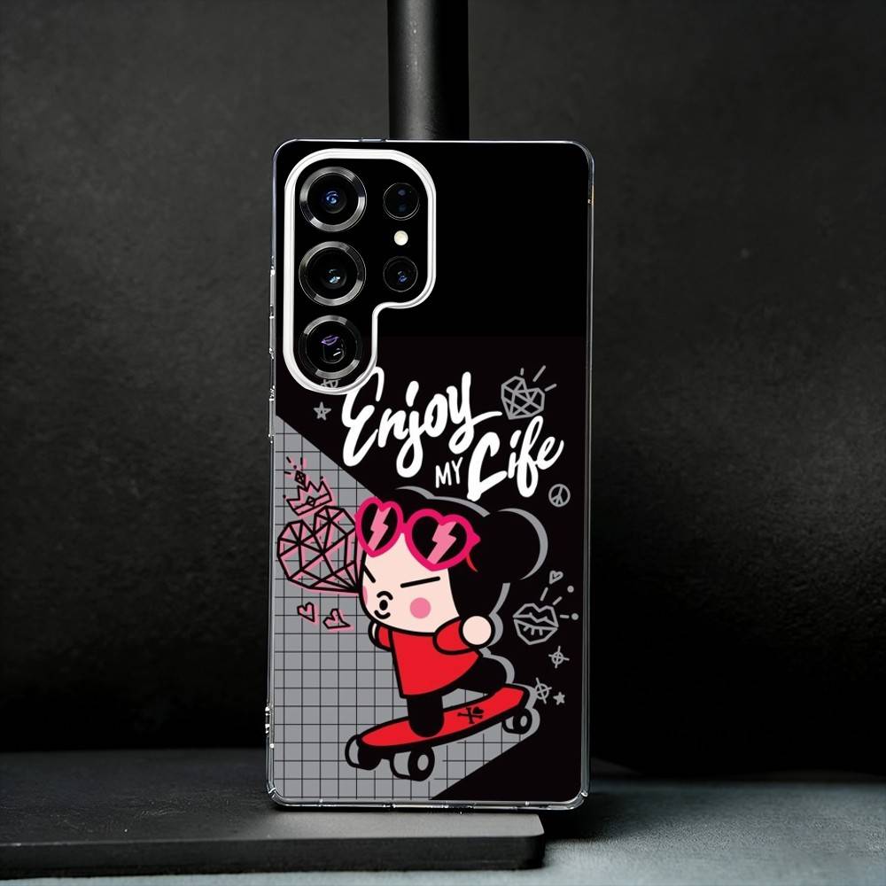 Chinese Doll Pucca And Garu Phone Case For Samsung S25,S24,S21,S22,S23,S30,Ultra,S20,Plus,Fe,Note,10,9,5G Transparent Cover