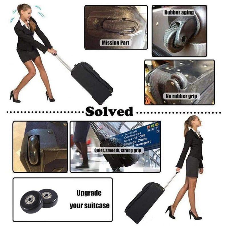 AEE2-50X18mm Set Of 2 Luggage Suitcase Replacement Wheels,PU Swivel Caster Wheels Carbon Steel Bearings Repair Kits