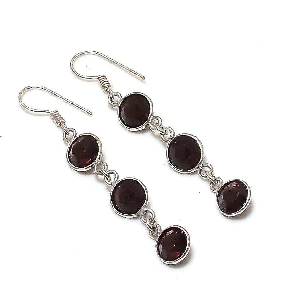 Натуральный черный шпинель Серебро 925 пробы Серьга 2,29  AE-11926