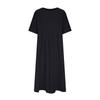 Women Fashion Solid Color Dress Large Loose Cotton Linen Round Neck Midi Dress Five Piece Sleeves