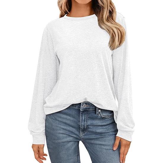 2024 Women's Long-Sleeved Loose Round Neck Pullover Casual Basic T-shirt