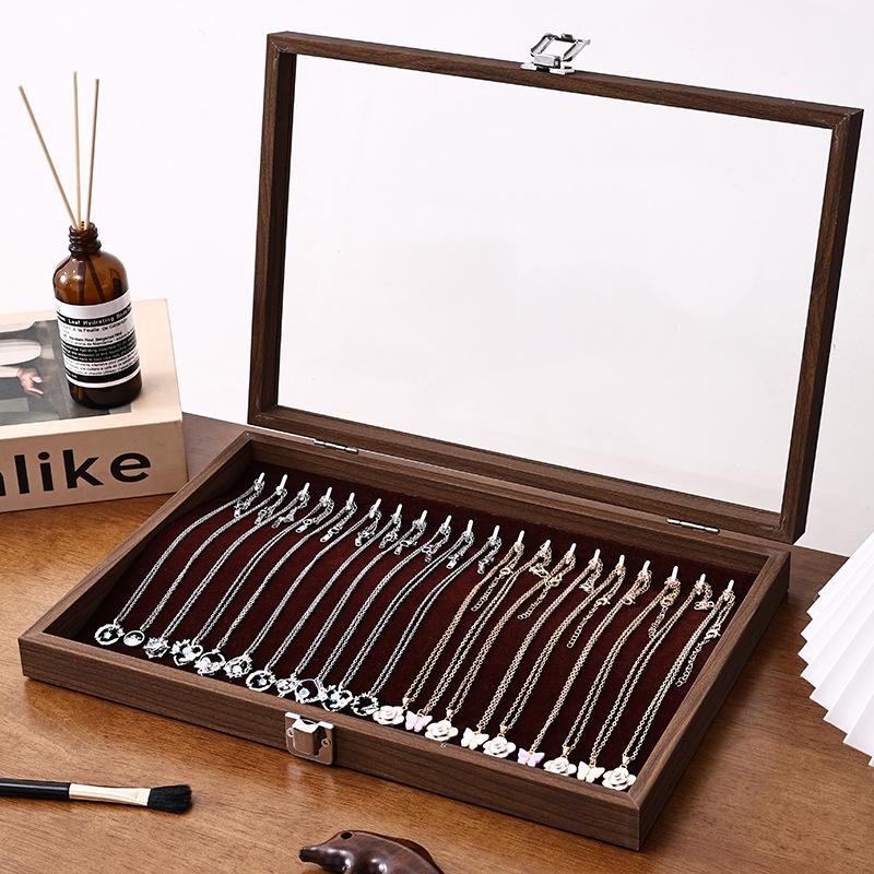 Walnut Wood Large Jewelry Box - Anti-Oxidation Storage for Rings, Earrings, Necklaces, and Bracelets