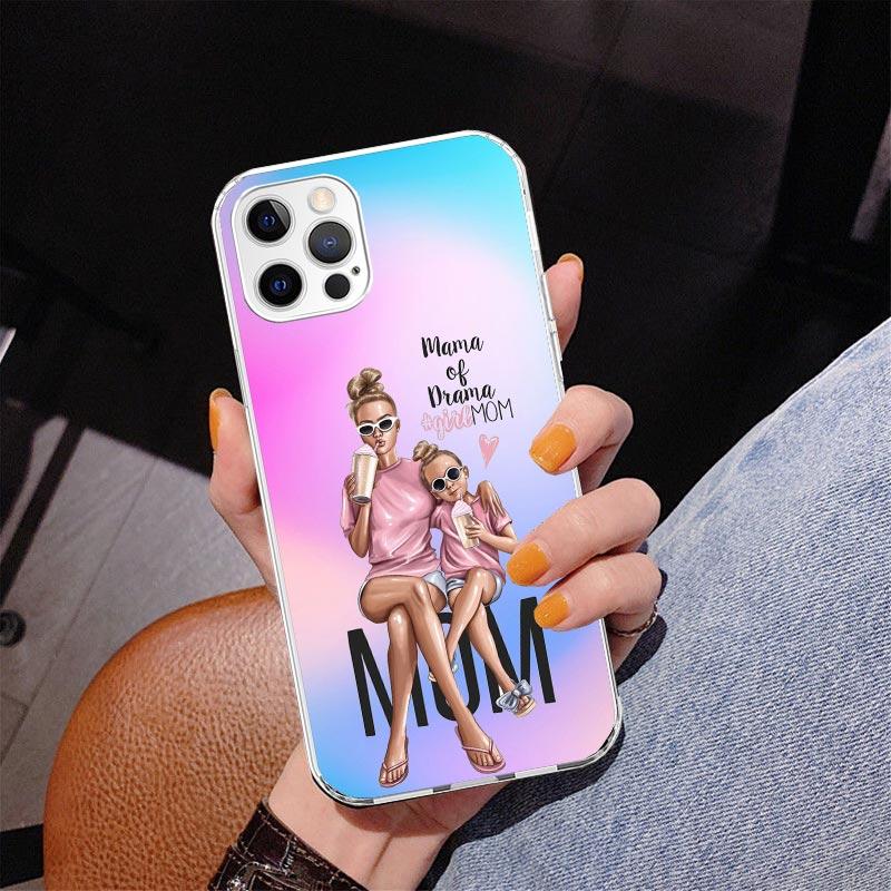 Woman Fashion Girl Super Mom Baby Phone Case For iPhone 17 Air 16 Pro Max 16E 15 + 14 Plus 11 12 13 Mini 7 8 SE Gift Print Cover