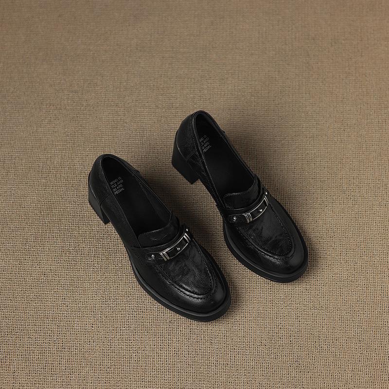 British Style Platform Thick Heel 2025 Autumn New Deep Mouth Single Shoes Commuter High Heel Small Leather Shoes Loafers Women