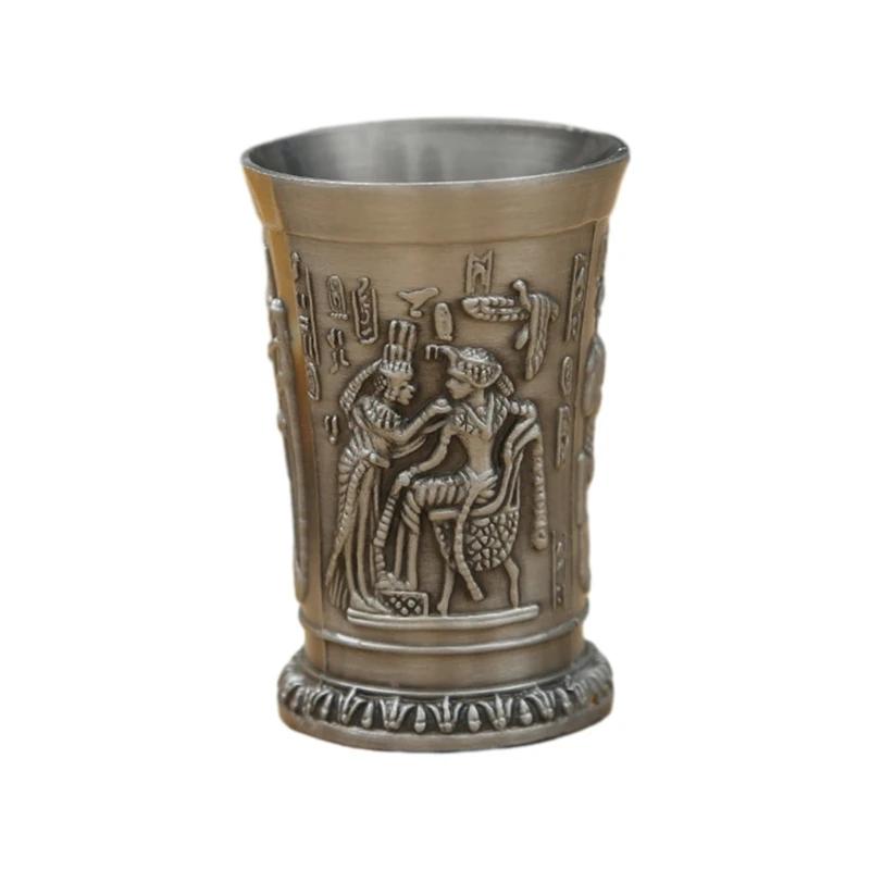 Vintage Metall Ägyptisches Weinglas Pharao Tut Gravur Kelch Metall Cocktail Whiskey Bar Becher Wasserglas Bar Heimdeko
