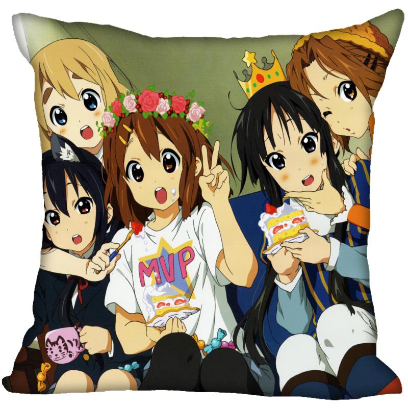 New Arrival K-ON! Anime Girl Pillow Case For Home Decorative Pillows Cover Square Zippered Satin Fabric PillowCases 40X40,45X45