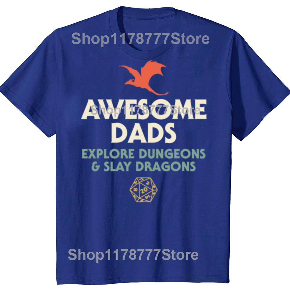 Funny Awesome Dads Explore Dungeons Dragons Graphic Tshirts Men Fashion Casual Tshirt 100 Cotton Loose Oversized T Shirt