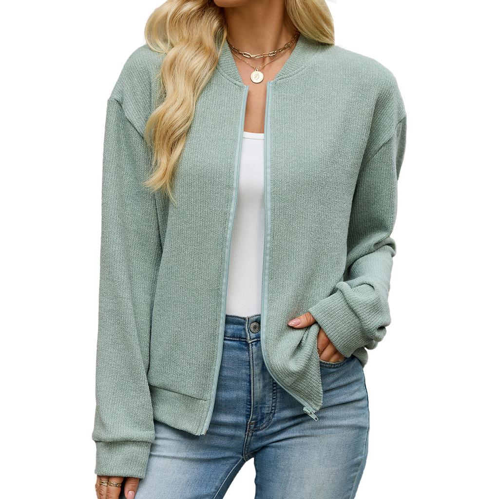 Women's Open Front Cardigan Long Sleeve Casual Loose Solid Color Sweater Jacket with Pockets