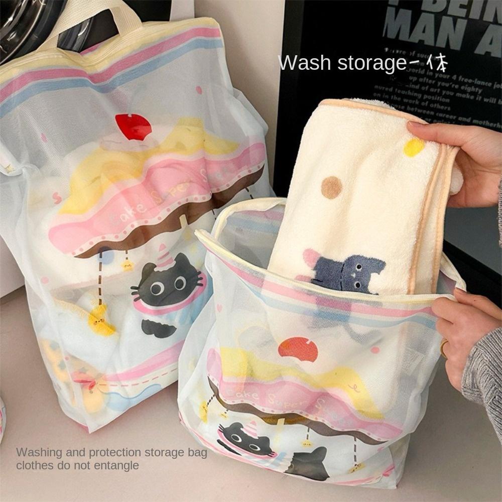 Cute Cartoon Cat Mesh Bag Storage Bag Machine Wash Bag New Underwear Cleaning Protector