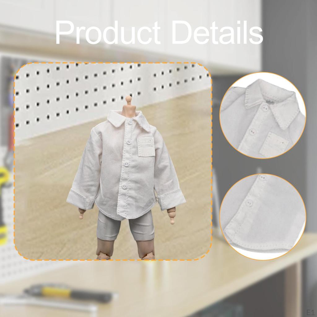 1/ Figure Shirt 6 inch Male Clothes Realistic Miniature Soft Cosplay Model DIY Doll Dressing
