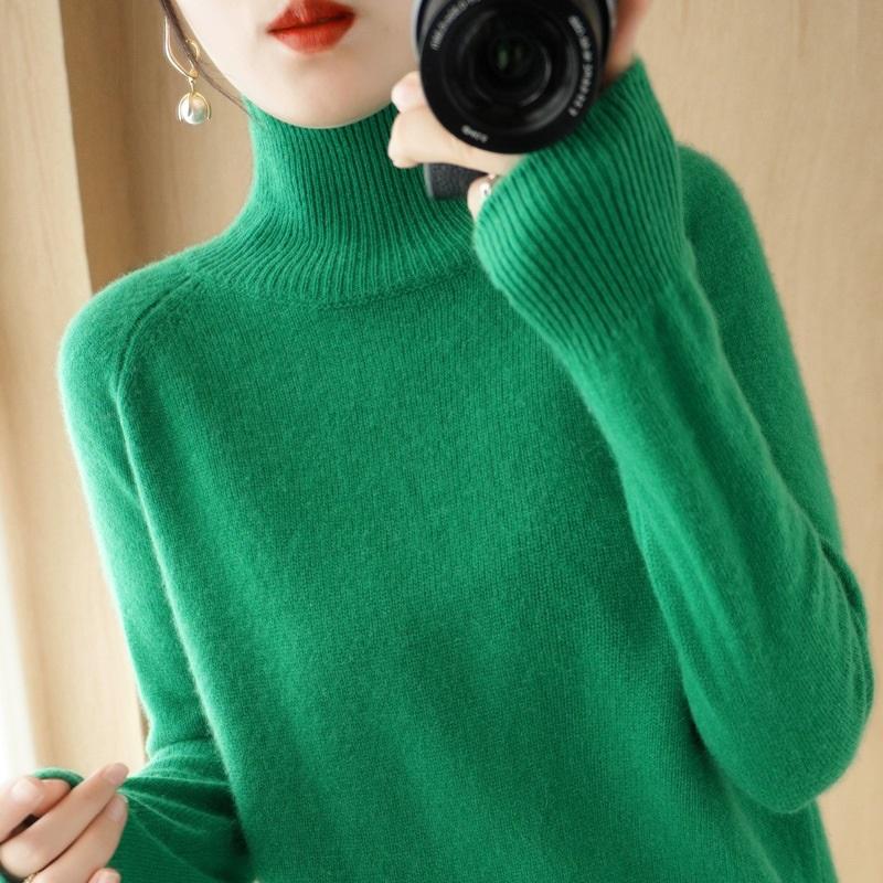 Stand-up Collar Sweater Women's Autumn And Winter Thick Section Korean Women's Solid Color Pullover Loose Knitted Long-sleeved Bottoming