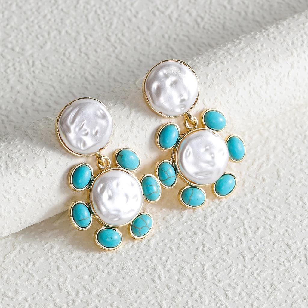 Trendy European American Style Turquoise Earrings Alloy Geometric Shape