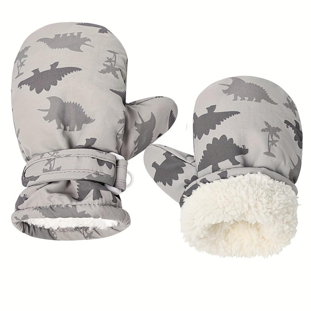 

1 пара детских варежек, зимние уличные быстросохнущие перчатки для мальчиков и девочек, легко надеваемые бархатные теплые варежки для детей S серый